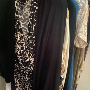 DKNY Black and Cream Patterned Blouse & Black Cardigan